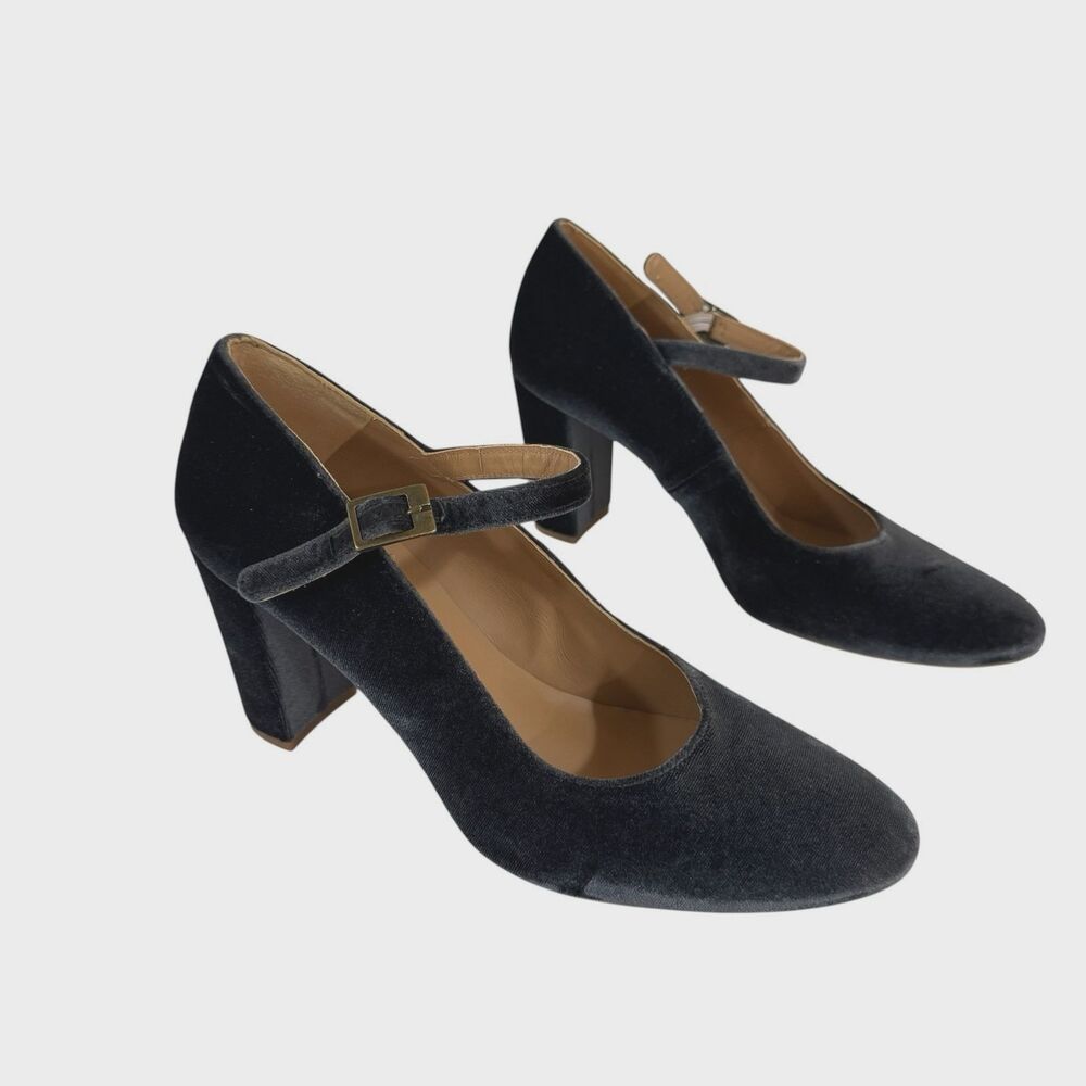 Sundance 41 Alta Velvet Block Heel Mary Jane Shoes EUC Made In Spain Womens READ